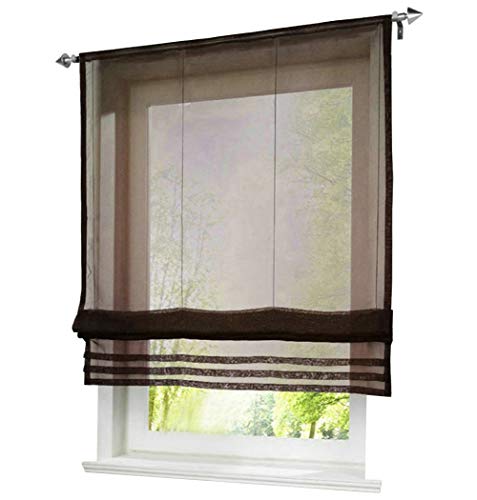 1er-Pack Raffrollo mit Tunnelzug Gardinen Transparent Voile Vorhang (BxH 100x155cm, kaffeebraun) von BAILEY JO