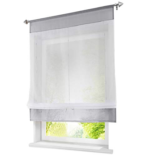 1er-Pack Raffrollo mit Tunnelzug Schön Gardinen Voile Transparent Vorhang (BxH 60x120cm, grau) von BAILEY JO