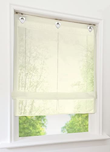 1er-Pack Raffrollo mit U-Haken Weiß Transparent Voile Ösenrollo Vorhang (BxH 100x130cm, Beige) von BAILEY JO