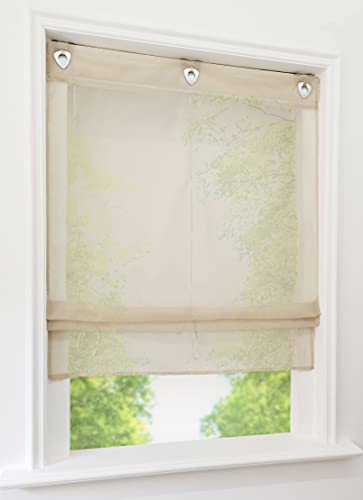 1er-Pack Raffrollo mit U-Haken Weiß Transparent Voile Ösenrollo Vorhang (BxH 100x130cm, Sand) von BAILEY JO