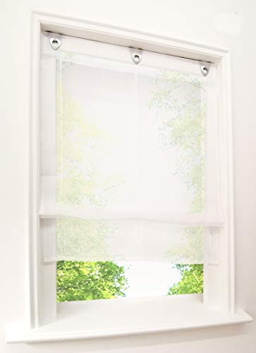 1er-Pack Raffrollo mit U-Haken Weiß Transparent Voile Ösenrollo Vorhang (BxH 100x130cm, Weiß) von BAILEY JO