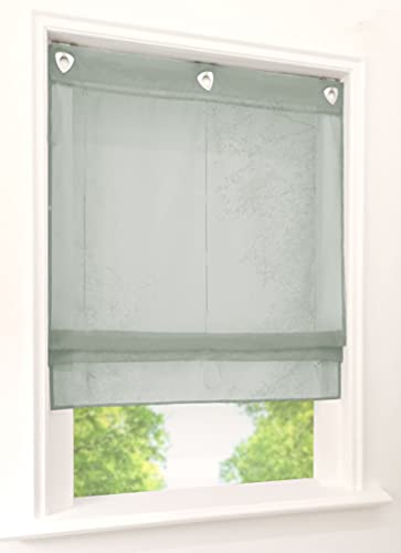 1er-Pack Raffrollo mit U-Haken Weiß Transparent Voile Ösenrollo Vorhang (BxH 80x130cm, Hell Grau) von BAILEY JO