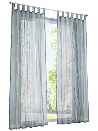 BAILEY JO 1er-Pack Voile Gardinen mit Wellenförmig Druck Design Vorhang Lichtdurchlässig Vorhänge (BxH 140x175cm, Grau mit Schlaufen) von BAILEY JO