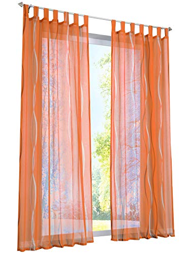 BAILEY JO 1er-Pack Voile Gardinen mit Wellenförmig Druck Design Vorhang Lichtdurchlässig Vorhänge (BxH 140x245cm, Orange mit Schlaufen) von BAILEY JO