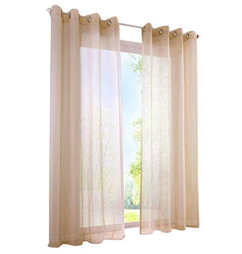 BAILEY JO 1er-Pack Gardine mit Ösen Transparent Voile Polyester Vorhänge Vorhang (BxH 140x225cm, Sand) von BAILEY JO