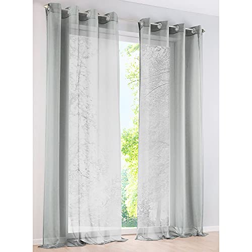 BAILEY JO 1er-Pack Gardine mit Ösen Transparent Voile Polyester Vorhänge Vorhang (BxH 140x245cm, Hell Grau) von BAILEY JO