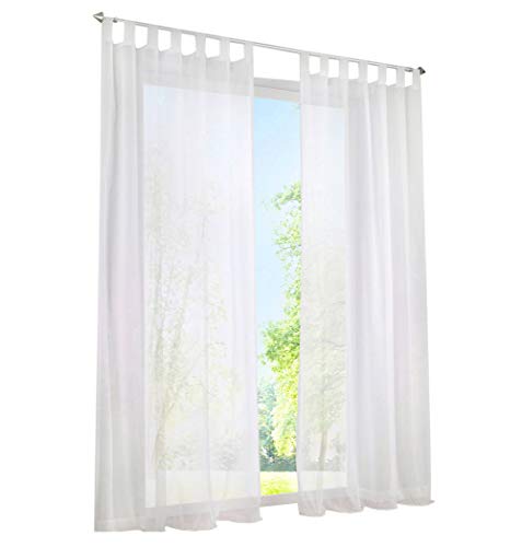 BAILEY JO 1er-Pack Gardine mit Schlaufen Vorhänge Transparent Voile Vorhang (BxH 140x145cm, weiß) von BAILEY JO