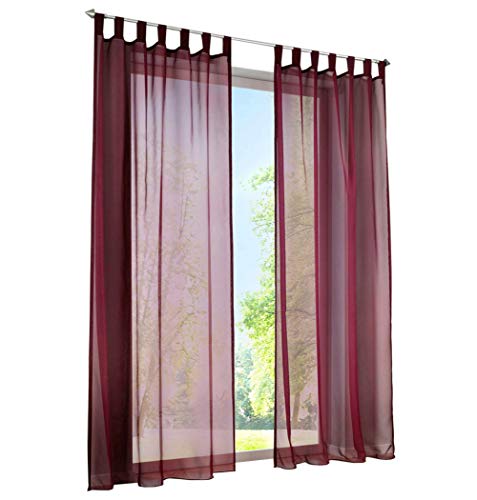 BAILEY JO 1er-Pack Gardine mit Schlaufen Vorhänge Transparent Voile Vorhang (BxH 140x225cm, weinrot) von BAILEY JO