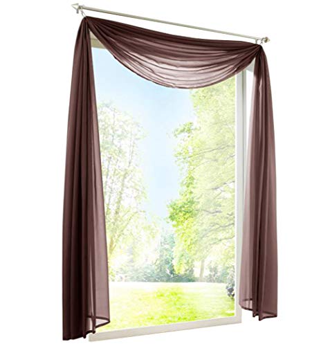 BAILEY JO 1er-Pack Querbehang Transparent Voile Freihanddeko Gardinen Schals (HxB 145x500cm, Kaffee) von BAILEY JO