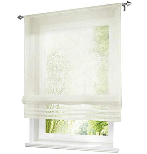 BAILEY JO 1er-Pack Raffrollo mit Tunnelzug Gardinen Transparent Voile Vorhang (BxH 60x155cm, beige) von BAILEY JO