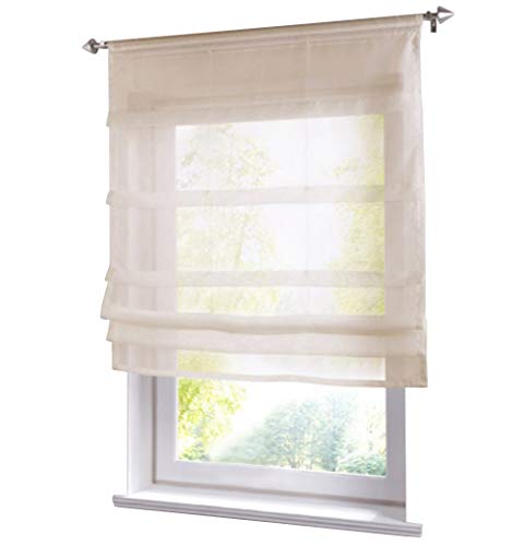 BAILEY JO 1er-Pack Raffrollo mit Tunnelzug Gardinen Voile Transparent Vorhang (BxH 100x140cm, Sand) von BAILEY JO