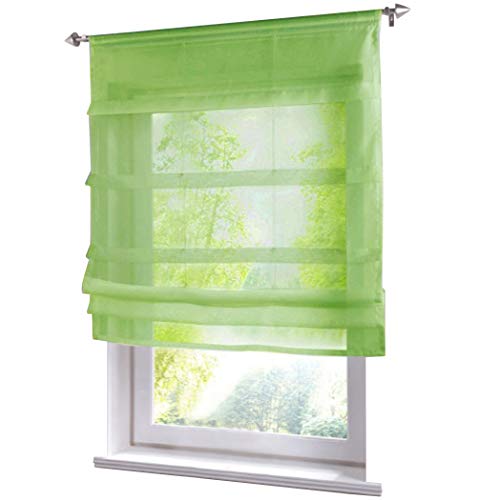 BAILEY JO 1er-Pack Raffrollo mit Tunnelzug Gardinen Voile Transparent Vorhang (BxH 100x140cm, grün) von BAILEY JO
