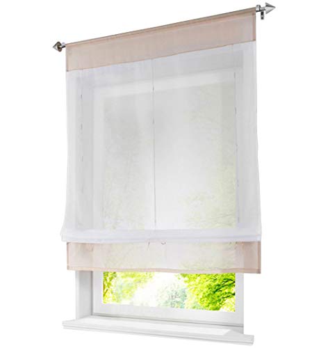 BAILEY JO 1er-Pack Raffrollo mit Tunnelzug Schön Gardinen Voile Transparent Vorhang (BxH 80x100cm, Sand) von BAILEY JO