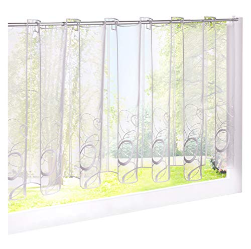 BAILEY JO 1er-Pack Scheibengardine Mit Bestickt Gardinen Transparent Voile Raffrollo Vorhang (HxB 60x128cm, weiß) von BAILEY JO