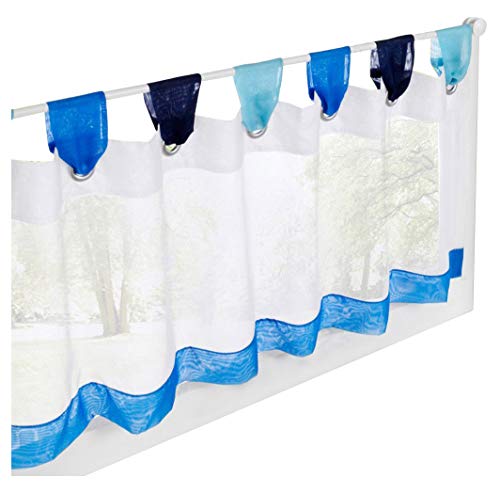 BAILEY JO 1er-Pack Scheibengardine Voile Transparent Raffrollo Bunt Kleine Kaffee Vorhang (HxB 45x140cm, blau) von BAILEY JO
