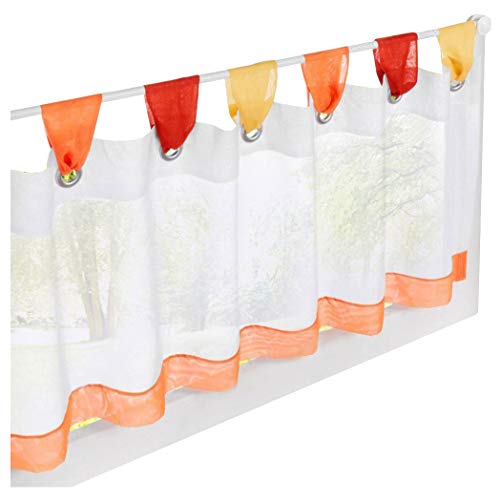 BAILEY JO 1er-Pack Scheibengardine Voile Transparent Raffrollo Bunt Kleine Kaffee Vorhang (HxB 60x150cm, orange) von BAILEY JO