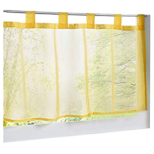 BAILEY JO 1er-Pack Scheibengardine mit Schlaufen Voile Transparent Raffrollo für Küchen Vorhang (HxB 60x90cm, gelb) von BAILEY JO