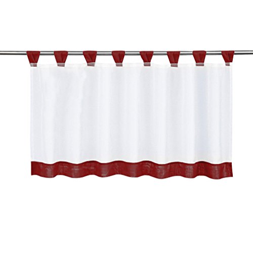 BAILEY JO 1er-Pack Schlaufen Scheibengardine für Küchen Voile Raffrollo Vorhang (HxB 45x145cm, weinrot) von BAILEY JO