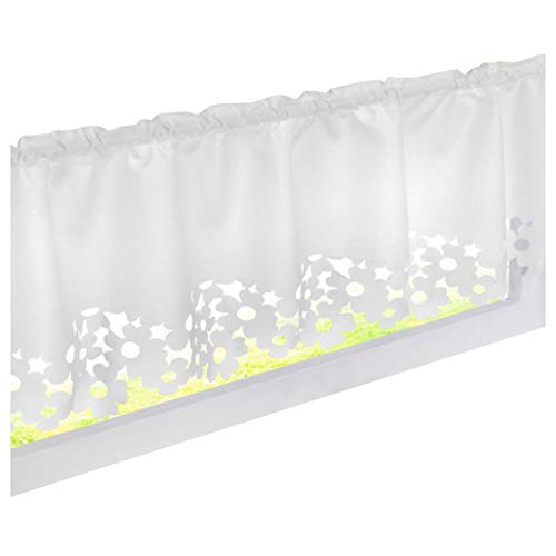 BAILEY JO 1er-Pack Tunnelzug Scheibengardine Mit Lasercut Blumen Weiß Raffrollo Vorhang (HxB 45x90cm, weiß) von BAILEY JO