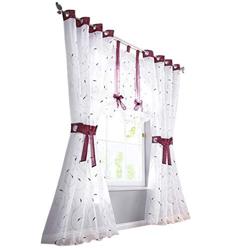 BAILEY JO 1er-Pack Vorhang Bestickt Gardinen Transparent Voile Vorhänge (BxH 140x145cm, Beere mit ösen) von BAILEY JO