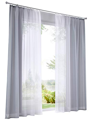 BAILEY JO 2er-Pack Gardinen mit Verlauf-Farben Muster Vorhang Transparent Voile Vorhänge (BxH 140x145cm, Grau mit Kräuselband) von BAILEY JO