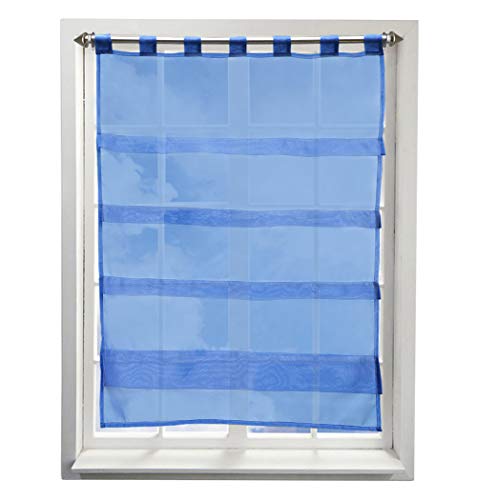 BAILEY JO Gardine mit Falten Schlaufen Gardinen Voile Lichtdurchlässig Vorhang (BxH 100x110cm, blau) von BAILEY JO