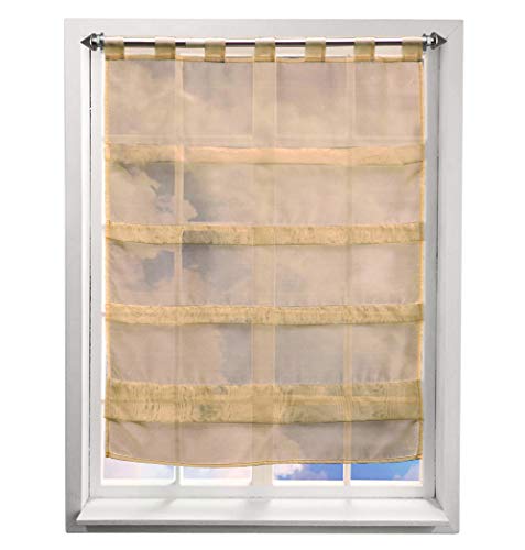 BAILEY JO Gardine mit Falten Schlaufen Gardinen Voile Lichtdurchlässig Vorhang (BxH 60x110cm, Sand) von BAILEY JO