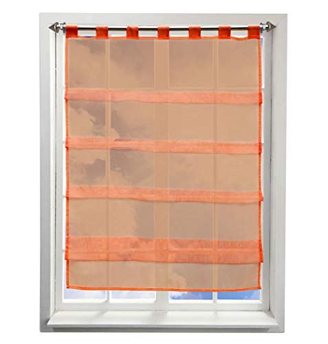 BAILEY JO Gardine mit Falten Schlaufen Gardinen Voile Lichtdurchlässig Vorhang (BxH 60x110cm, orange) von BAILEY JO
