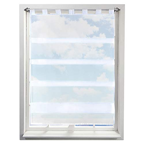 BAILEY JO Gardine mit Falten Schlaufen Gardinen Voile Lichtdurchlässig Vorhang (BxH 80x110cm, weiß) von BAILEY JO