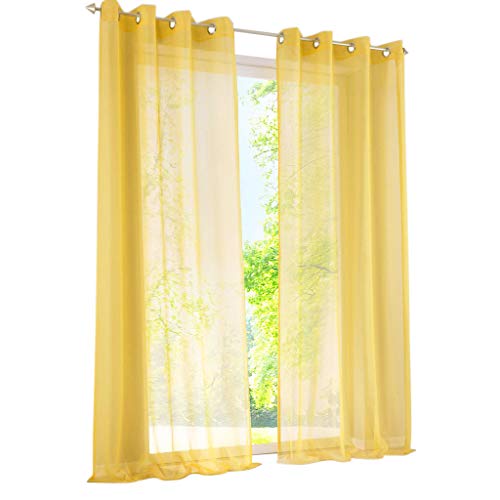BAILEY JO Gardine mit Ösen Transparent Voile Polyester Vorhänge Vorhang 1er-Pack (BxH 140x175cm, Gelb) von BAILEY JO