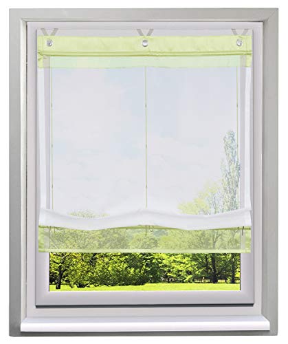 BAILEY JO Ösenrollo Schön Spleiss Raffrollo mit V-Haken Transparent Voile Vorhang (BxH 80x155cm, Grün) von BAILEY JO
