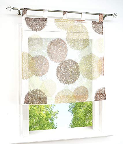Raffrollo mit Kreis-Motiven Druck Design Rollos Voile Transparent Vorhang (BxH 120x140cm, Sand mit Schlaufen) von BAILEY JO