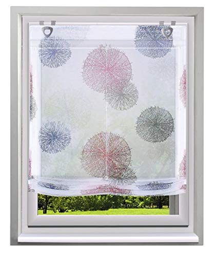 Raffrollo mit Kreis-Motiven Druck Design Rollos Voile Transparent Vorhang (BxH 60x140cm, Violett1 mit U-Haken) von BAILEY JO