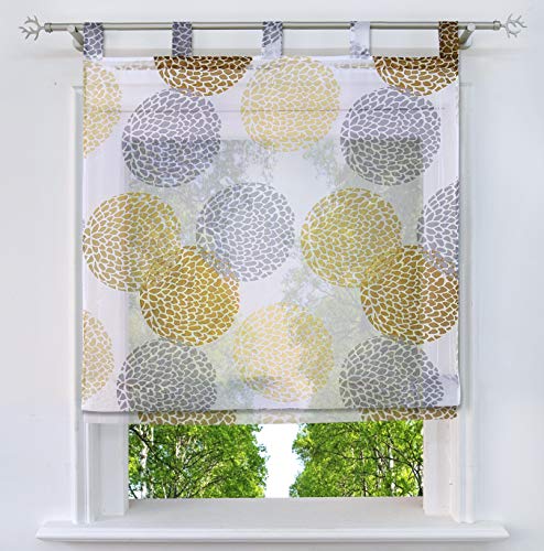 Raffrollo mit Kreis-Motiven Druck Design Rollos Voile Transparent Vorhang (BxH 80x140cm, Bunt Sand mit Schlaufen) von BAILEY JO