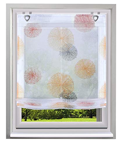 Raffrollo mit Kreis-Motiven Druck Design Rollos Voile Transparent Vorhang (BxH 80x140cm, Orange1 mit U-Haken) von BAILEY JO