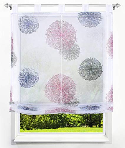 Raffrollo mit Kreis-Motiven Druck Design Rollos Voile Transparent Vorhang (BxH 80x140cm, Violett Kreis mit Schlaufen) von BAILEY JO