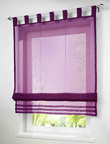 BAILEY JO Raffrollo mit Schlaufen Gardinen Voile Transparent Vorhang 1er-Pack (BxH 80x155cm, Violett) von BAILEY JO