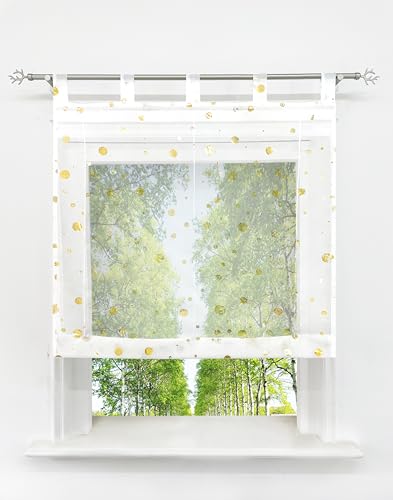 BAILEY JO Raffrollo mit Schlaufen Moderne Silber Heißprägen Schmetterling Design Fenster Gardine Voile Transparent Raffgardine von BAILEY JO