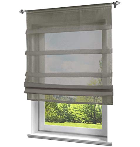 BAILEY JO Raffrollo mit Tunnelzug Gardinen Voile Transparent Vorhang 1er-Pack (BxH 80x140cm, Dunkelgrau) von BAILEY JO