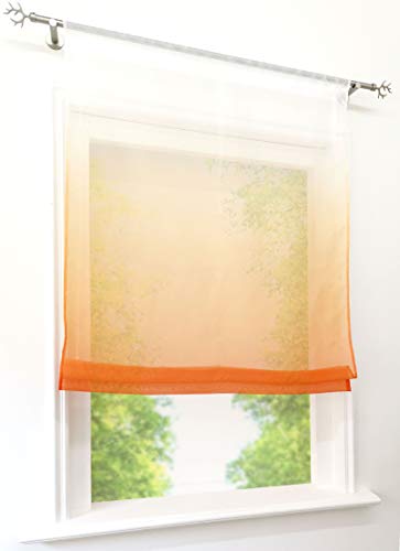 BAILEY JO Raffrollo mit Verlauf-Farben Muster Rollos Tunnelzug Gardine Transparent Voile Vorhang (BxH 120x140cm, Orange) von BAILEY JO