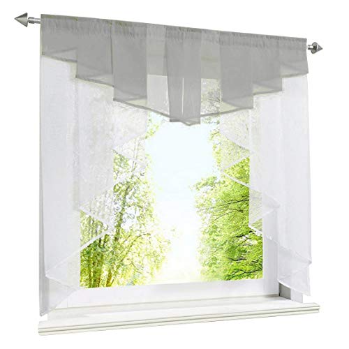 BAILEY JO Scheibengardine Kleinfenster Rollos Tunnelzug Voile Fenstergardine mit Falten (BxH 120x125cm, hellgrau) von BAILEY JO