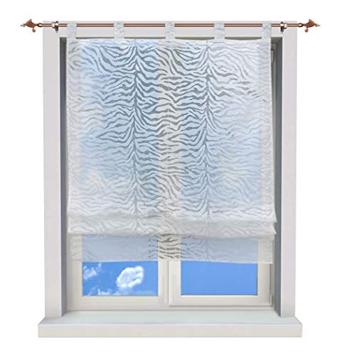 BAILEY JO Voile Raffrollo mit Schlaufen Ausbrenner Gardinen Transparent Vorhang (BxH 120x140cm) von BAILEY JO