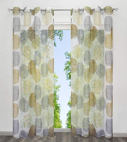 BAILEY JO Gardinen mit Kreis-Motiven Druck Design Gardinenschals Vorhang Transparent Voile Vorhänge 1Stück (BxH 140x175cm, Bunt Sand mit Ösen) von BAILEY JO