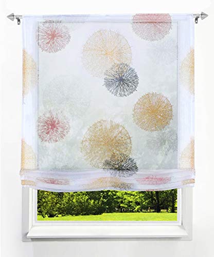 Raffrollo mit Kreis-Motiven Druck Design Rollos Voile Transparent Vorhang (BxH 60x140cm, Orange Kreis mit Tunnelzug) von BAILEY JO