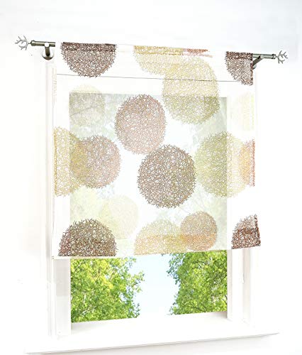 Raffrollo mit Kreis-Motiven Druck Design Rollos Voile Transparent Vorhang (BxH 60x140cm, Sand mit Tunnelzug) von BAILEY JO