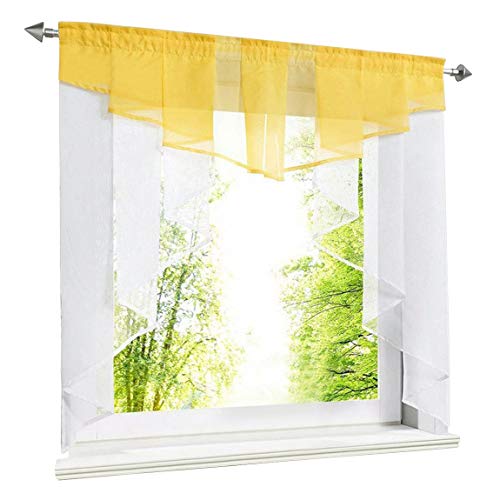 BAILEY JO Scheibengardine Kleinfenster Rollos Tunnelzug Voile Fenstergardine mit Falten (BxH 100x100cm, gelb) von BAILEY JO