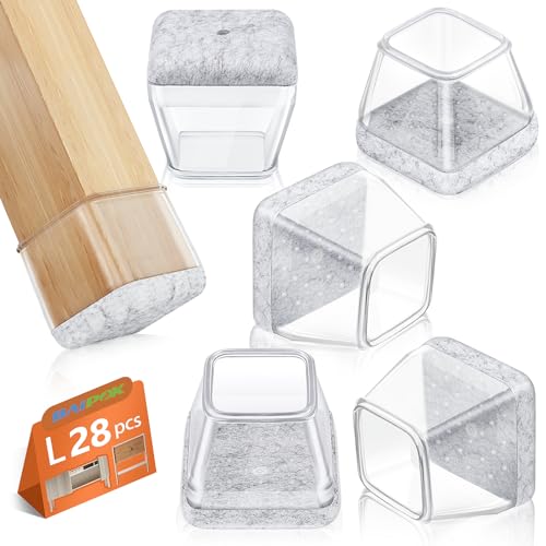 28 Stück Schutzkappen für Stuhlbeine, BAIPOK Stuhlbeinkappen rechteckig, Silikon Stuhlbeinschoner, Gummi Stuhl Beinkappen für Hartholzböden (30-40mm) von BAIPOK