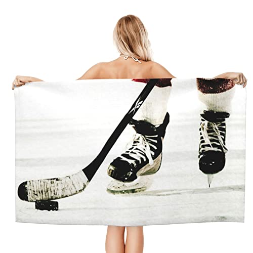 Eishockey-Muster bedruckte Mikrofaser-Badetücher flauschig und weich, sandfreie Strandtücher, super saugfähiges Handtuch für Reisen, Pool, Outdoor, 80 cm x 130 cm von BAISHEEP