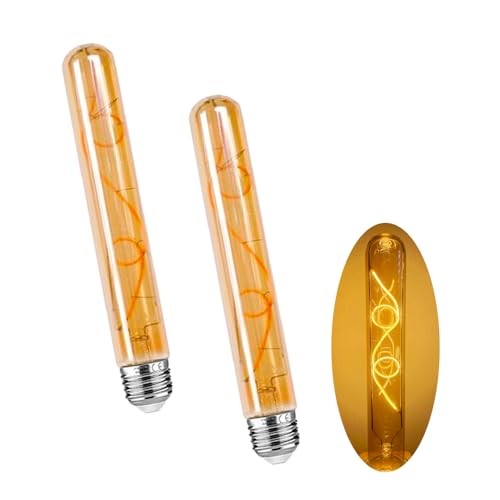 BAISHICHENG 2 Stück E27 LED Langröhren Glühlampe 8W 225mm T30 E27 Sockel Edison Vintage Röhrenlampe,Bernsteinglas Warmweiß 2700K Nicht Dimmbar Retro-Nostalgie LED Lampen von BAISHICHENG
