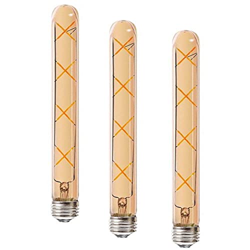 BAISHICHENG 3 Packungen T300 8W LED Langröhren Glühlampe E27 Sockel Edison Vintage Röhrenlampe,Bernsteinglas Warmweiß 2700K Nicht Dimmbar Retro-Nostalgie Lampen von BAISHICHENG
